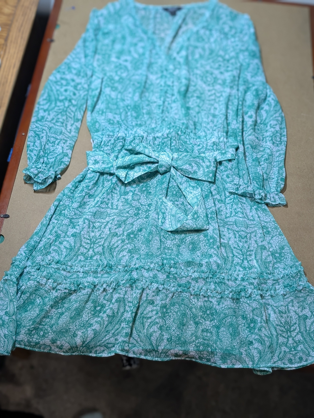 Simply Vera Vera Wang Turquoise Floral Belted Mini Dress
